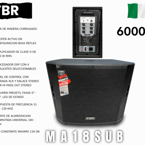 FBR Subwoofer Activo 6000W MA18SUB 18” DSP Profesional