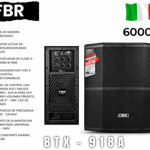 FBR Subwoofer Activo 6000W BTX-918A 18” DSP Profesional