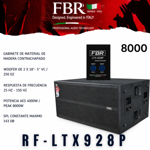 FBR Subwoofer Pasivo 8000W RF-LTX928P Dual 18” Profesional