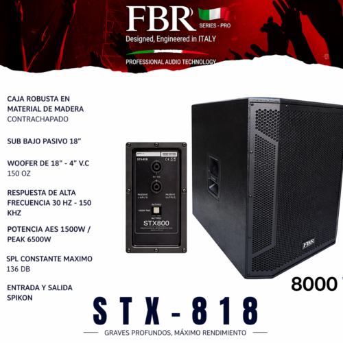 FBR Subwoofer Pasivo 6500W STX-818 18” Profesional