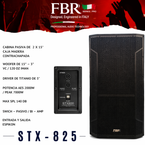 FBR Parlante Pasivo 7000W STX-825 Doble 15” Profesional