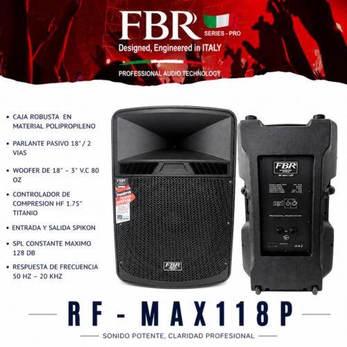 FBR Parlante Pasivo 9000W RF-MAX118P 18” Profesional