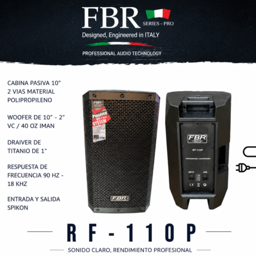FBR Parlante Pasivo 900W RF-110P 10” Profesional