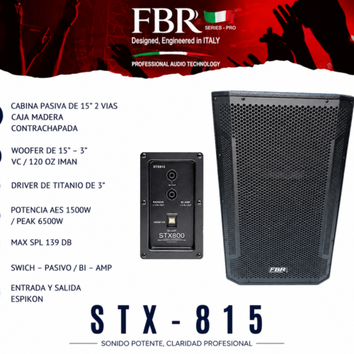 FBR Parlante Activo 6500W STX-815 15” Profesional