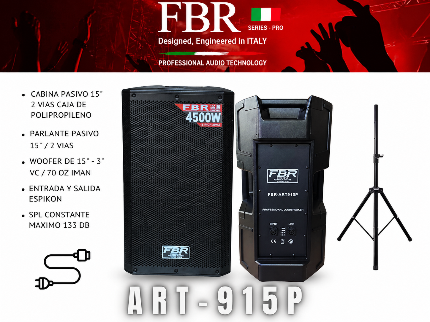 FBR Parlante Pasivo 4500W ART-915P 15” Profesional