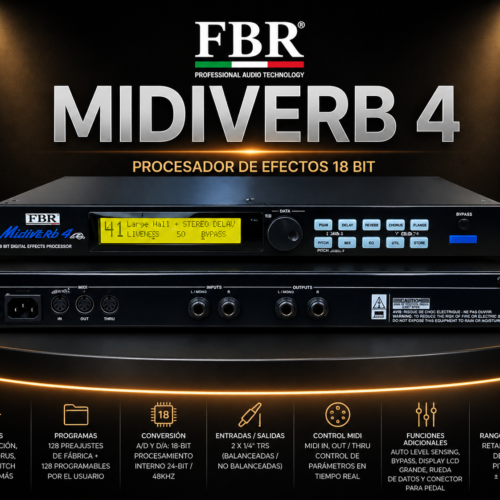 FBR Procesador de Efectos Midiverb 4 18 Bit Reverb Delay