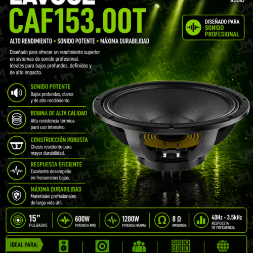 LAVOCE CAF153.00T - PARLANTE COAXIAL LF 15" 800W HF 1.4" 160W 8OHM FERRITA