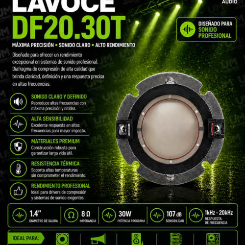 LAVOCE DF20.30T (DIAPHRAGM) - DIAFRAGMA P/DRIVER DIÁMETRO DE SALIDA: 2" 8 OHM (REPUESTO)