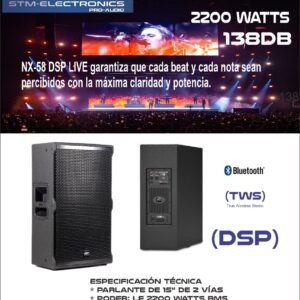 STM NX58 Parlante activo 15 pulgadas con DSP alto rendimiento
