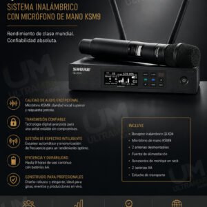SHURE QLXD24/KSM9 – Sistema Inalámbrico con Micrófono de Mano KSM9