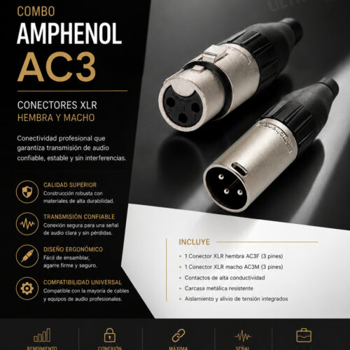 Combo Amphenol AC3 Conectores XLR Hembra y Macho