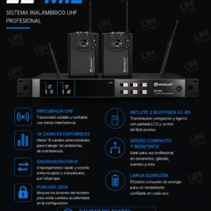 Relacart EZ-MI2 con Bodypack EZ-B9 – Sistema Inalámbrico Doble de Entrada