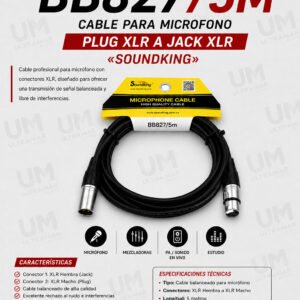 Soundking BB827/5M – Cable para Micrófono Plug XLR a Jack XLR 5M
