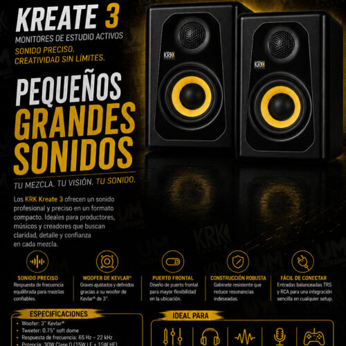 KRK Kreate 3 Monitores de estudio (PAR)