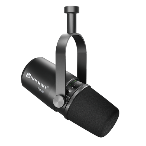 Relacart PM2 Micrófono Dinámico Cardioide para Podcast y Streaming USB/XLR