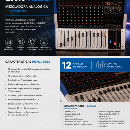 LEXSEN LXK1220 CONSOLA AMPLIFICADA