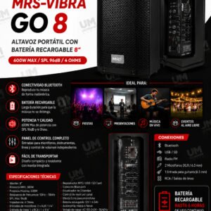 MRS-VIBRA GO 8 – Altavoz Portátil con Batería Recargable de 8"