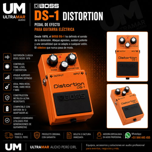 oss DS-1 Pedal de Distorsión Profesional Color Naranja