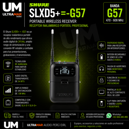 Shure SLXD5+=-G57 Disponible en Ultramar Audio Perú