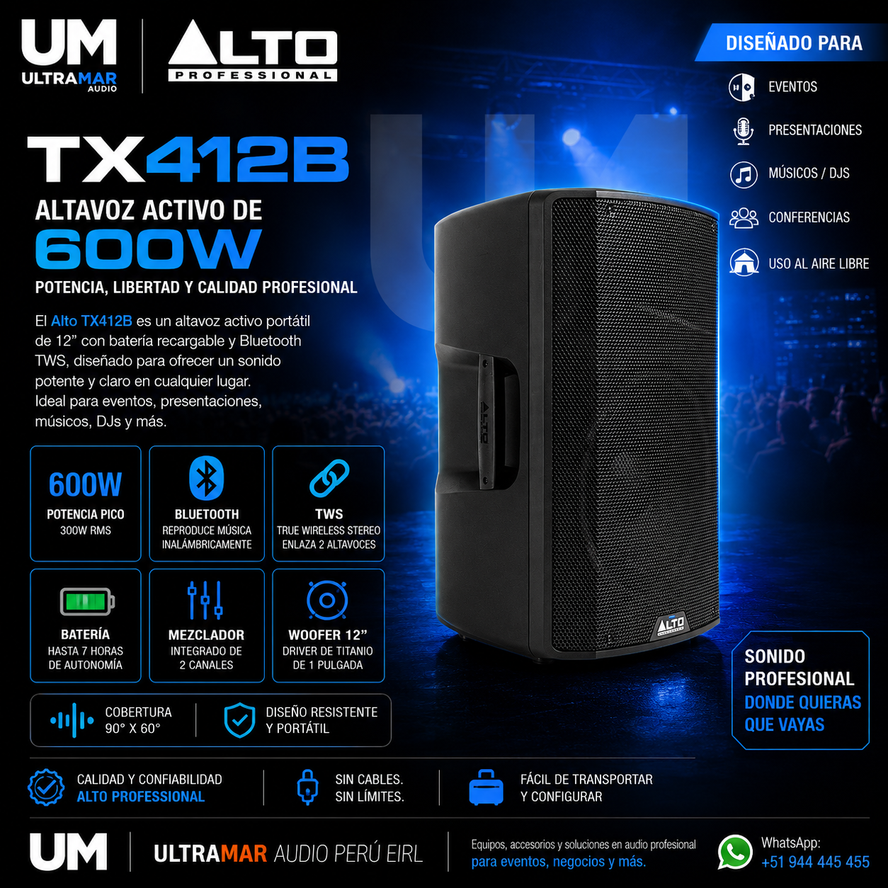 Alto TX412B Disponible en Ultramar Audio Perú