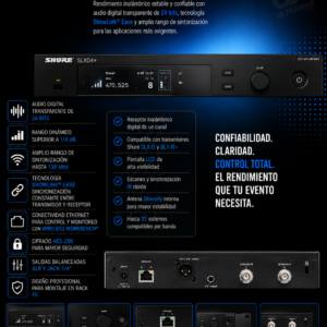 Shure SLXD4+=-G57 Receptor Inalámbrico Digital Profesional