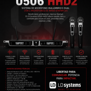 LD Systems U506 HHD2 – Sistema de micrófono inalámbrico dual con 2 micrófonos de mano dinámicos