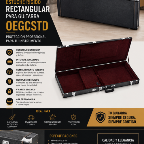Estuche Rígido Rectangular para Guitarra OEGCSTD | Ortega