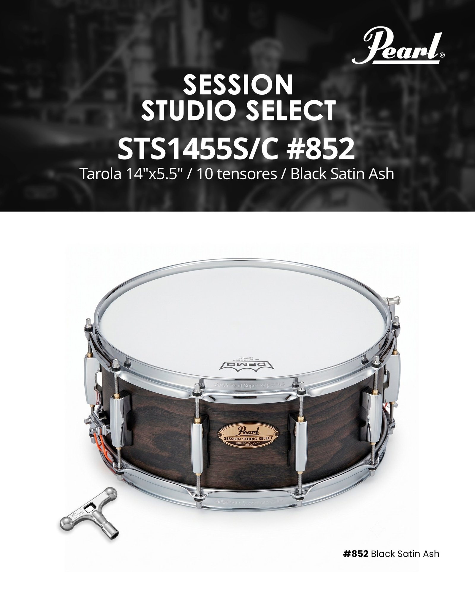 Session studio select STS1455S/C #852 pearl Tarola 14"5.5" / 10 tensores / negro satinado