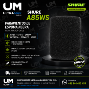 Shure A85WS Paravientos de Espuma Negra Original para Micrófonos Shure