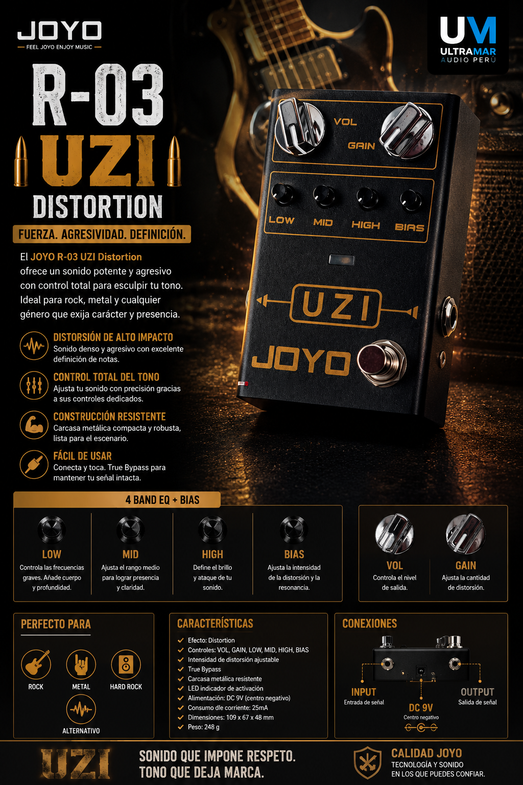 Pedal de Distorsión R-03 UZI JOYO