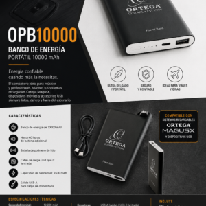 Banco de Energía Portátil 10000 mAh OPB10000 | Ortega