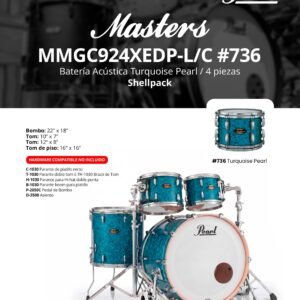 Bateria acustica turquesa PEARL / 4 piezas shellpack  MMGC924XEDP-L/C #736