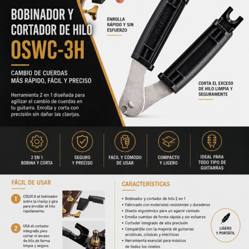 Bobinador y Cortador de Hilo para Guitarra OSWC-3H | Ortega
