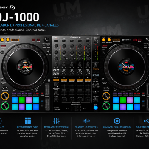 Pioneer DJ DDJ-1000 Controlador DJ profesional de 4 canales