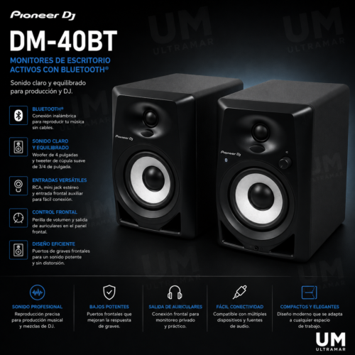 Pioneer DJ DM40-BT Altavoz monitor activo de escritorio de 4 pulgadas