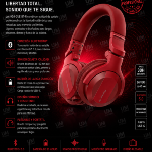 Pioneer DJ HDJ-CUE1BT-R Audífonos DJ