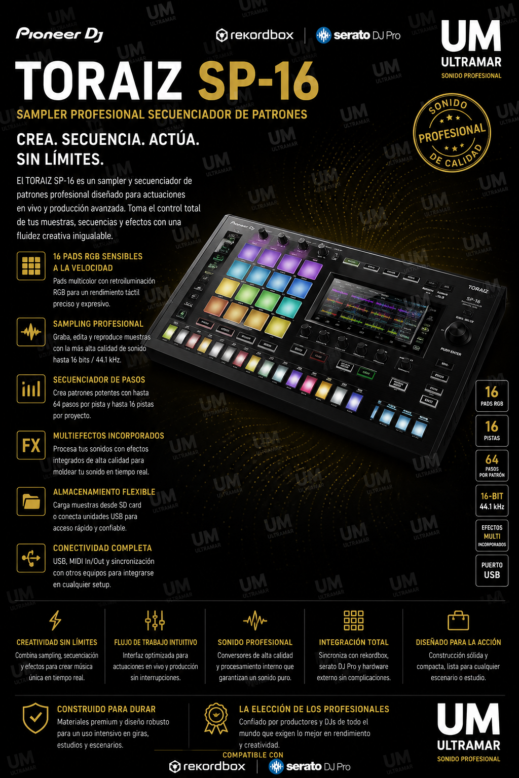 Pioneer TORAIZ SP-16 - Sampler de 16 pistas para producción