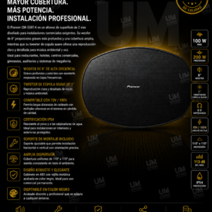 PIONNER CM-S58T-K Altavoz de montaje en superficie de 8 pulgadas