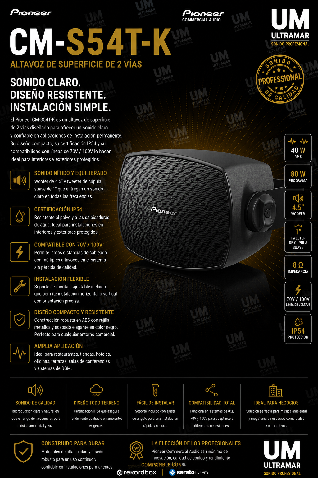 Pioneer CM-S54T Altavoz Profesional