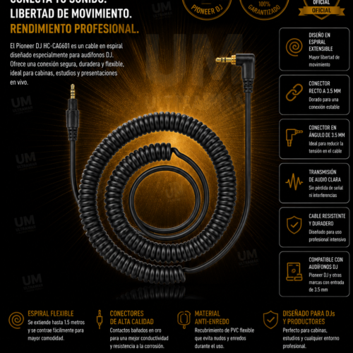Pioneer DJ HC-CA0601 – Cable de repuesto para el HDJ-X7 y HDJ-X5