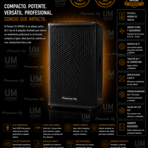 Pioneer DJ XPRS82  Altavoz activo de 8 pulgadas