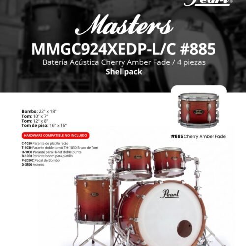 Pearl  MMGC924XEDP-L7C #885 Bateria Pearl Masters Maple/Gum cherry amber fade