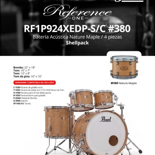 Pearl Reference One RF1P924XEDP-S/C #380 Nature Maple – Shell Pack 4 Piezas