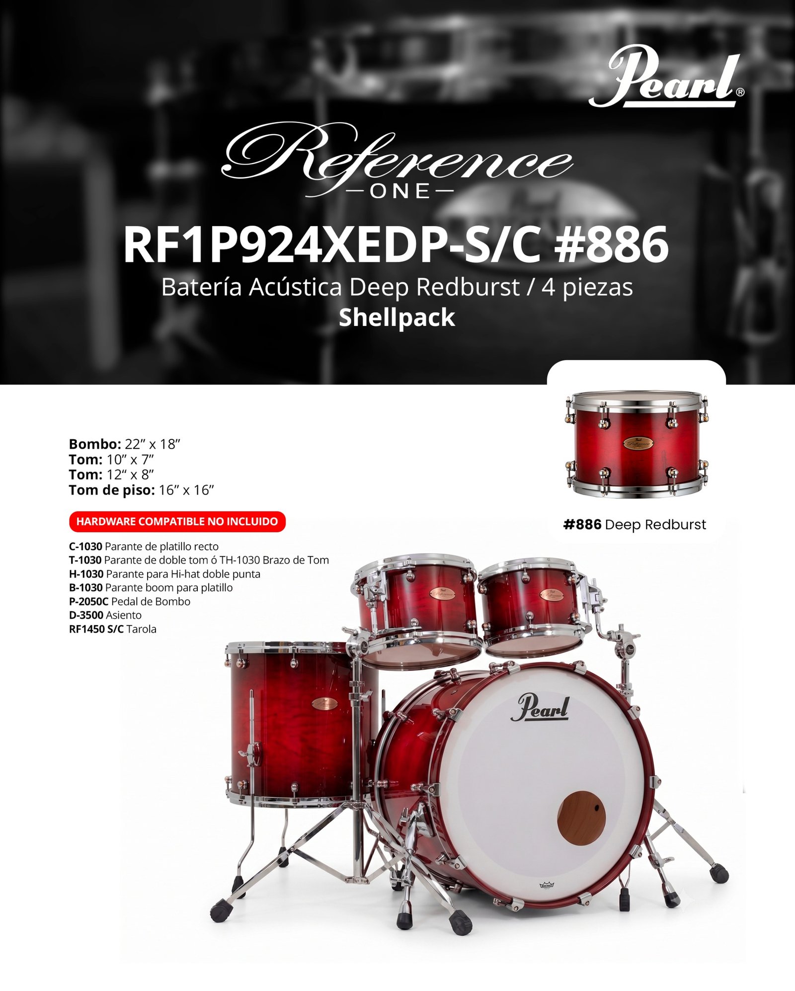 Pearl Reference One RF1P924XEDP-S/C #886 Deep Redburst