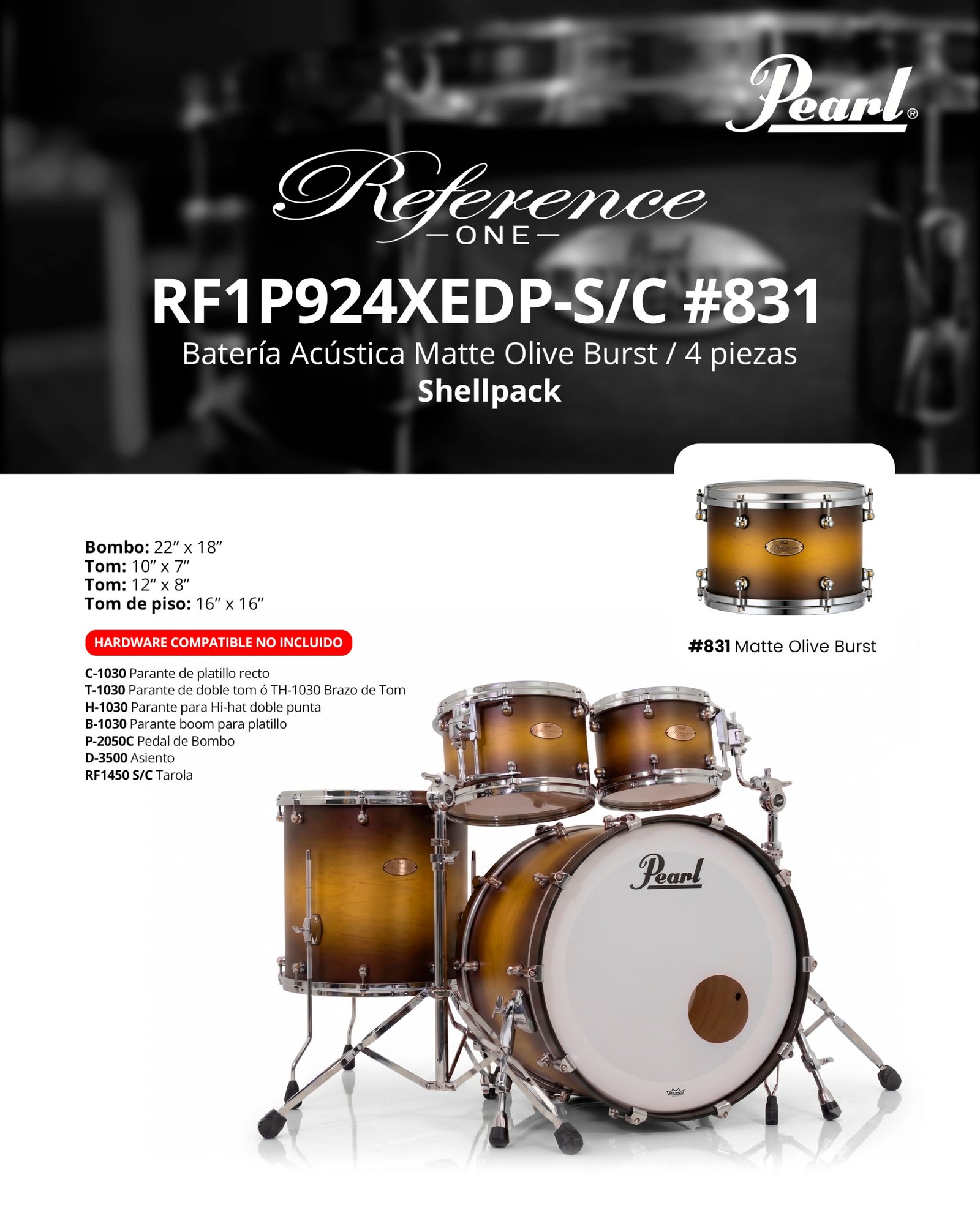 Bateria acustica matte / 4 piezas SHELLPACK RF1P924XEDP-S/C #831