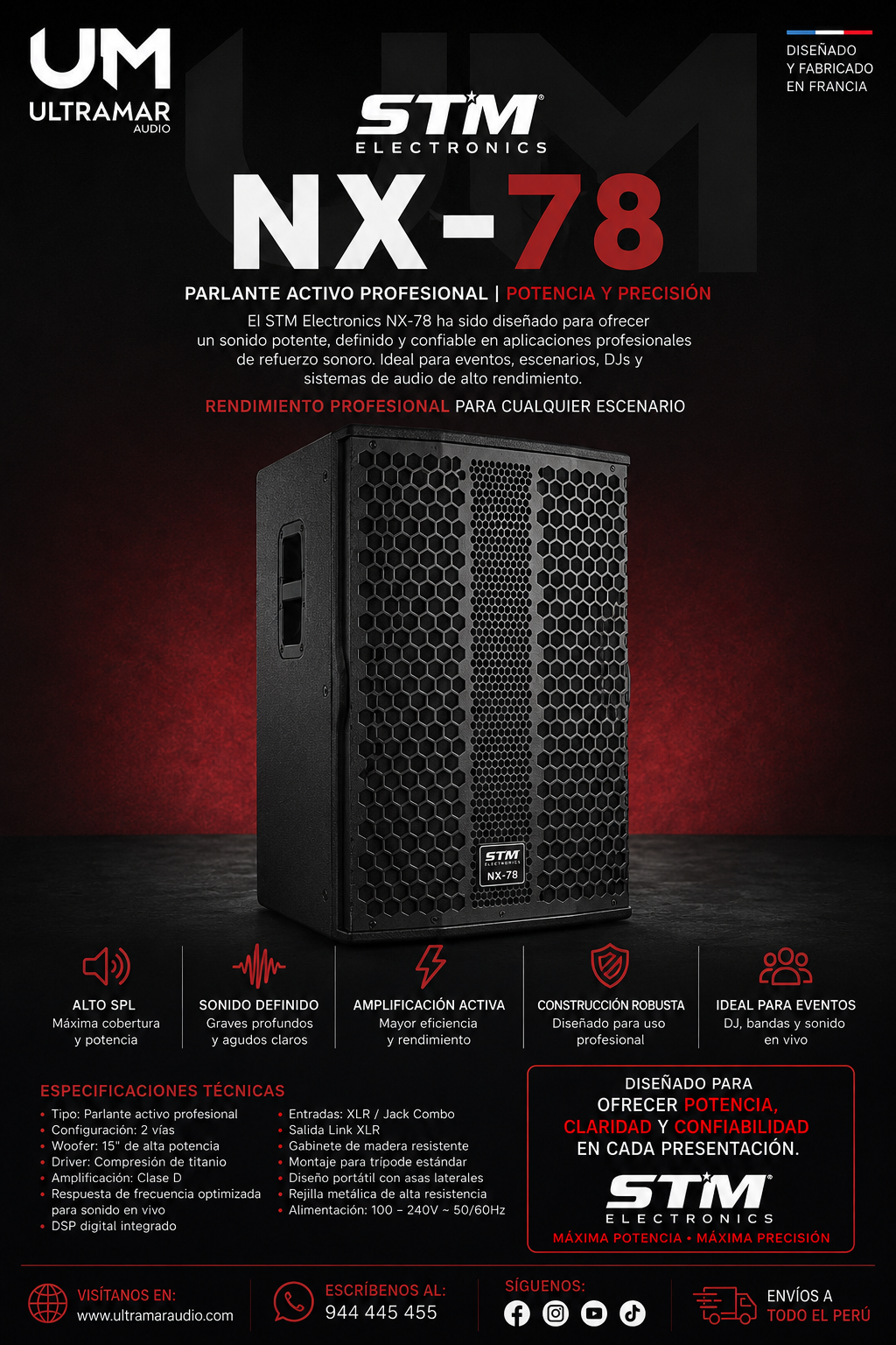 STM Electronics NX-78 – Parlante Activo Profesional de Alta Eficiencia