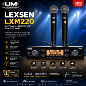 Sistema de Micrófonos Inalámbricos UHF Doble de Mano Lexsen LXM220 Profesional