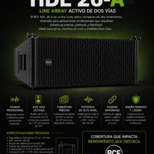 RCF HDL 26-A – Módulo Line Array Activo de Dos Vías Profesional con Control RDNet