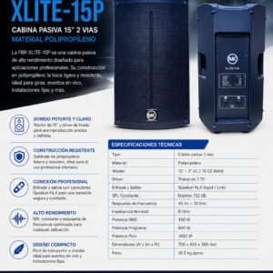 FBR XLITE-15P – Cabina Pasiva Profesional de 15" y 4500W
