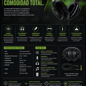 Mackie MC-100 Auriculares Profesionales Cerrados